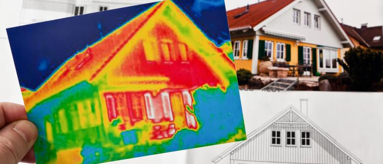 Image thermique d’une maison tenue devant sa façade