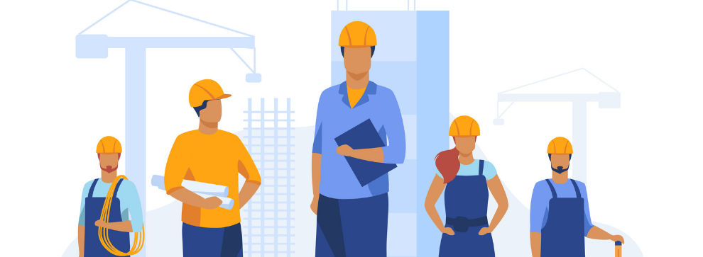 Illustration d’une équipe d’ouvriers du bâtiment